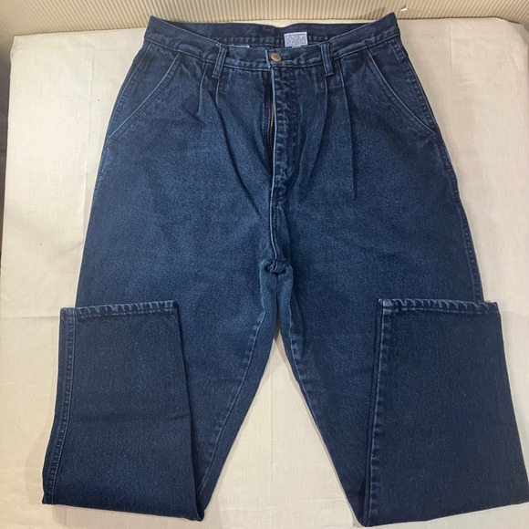 bill blass Denim - Vintage Bill Blass High Rise Pleated Mom Jeans Dark Wash Blue Tapered Size 16